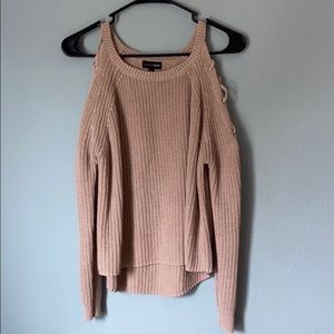 Ambiance apparel open/crisscross shoulder sweater
